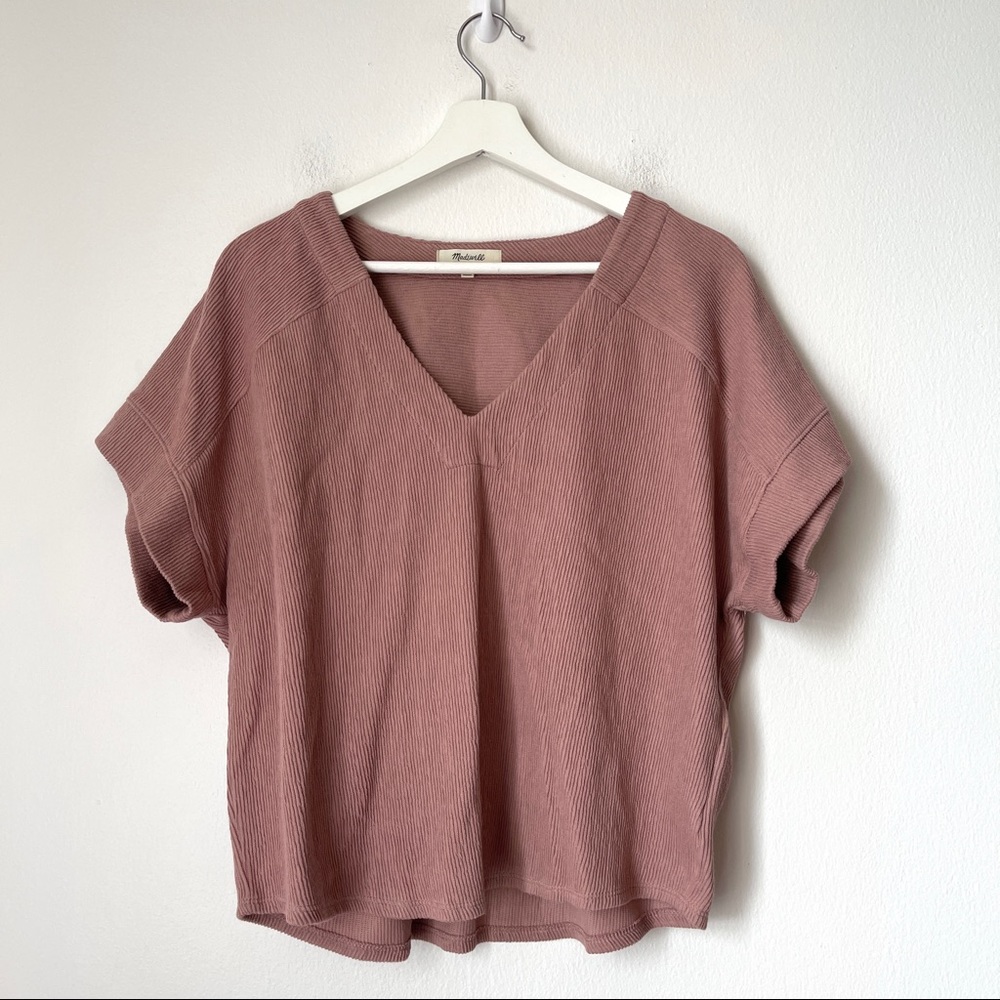 Madewell mauve pink boxy top ribbed Sz M med (ef1836)
